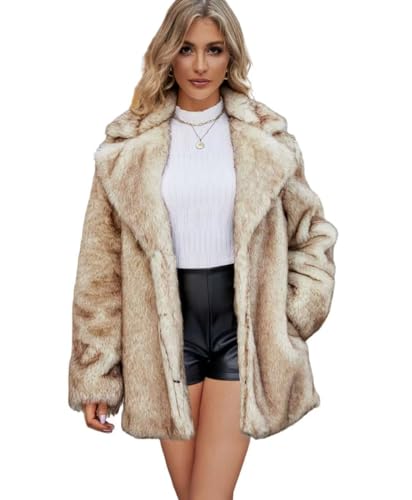 【TOGA】Trench coat with fur size48 Womens Long Faux Fur Coat Loose Winter Jackets Trendy Luxury